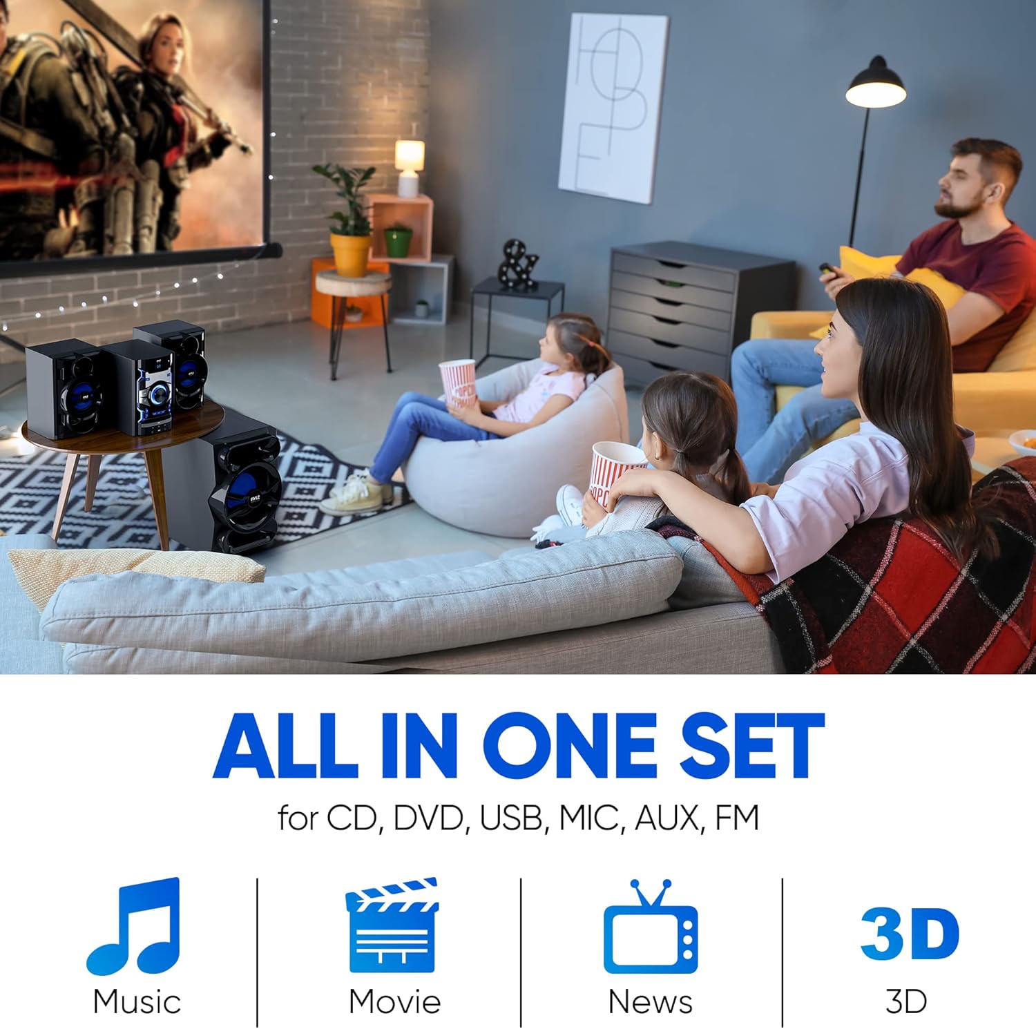 Pyle 3-Piece Wireless Bluetooth Stereo System
