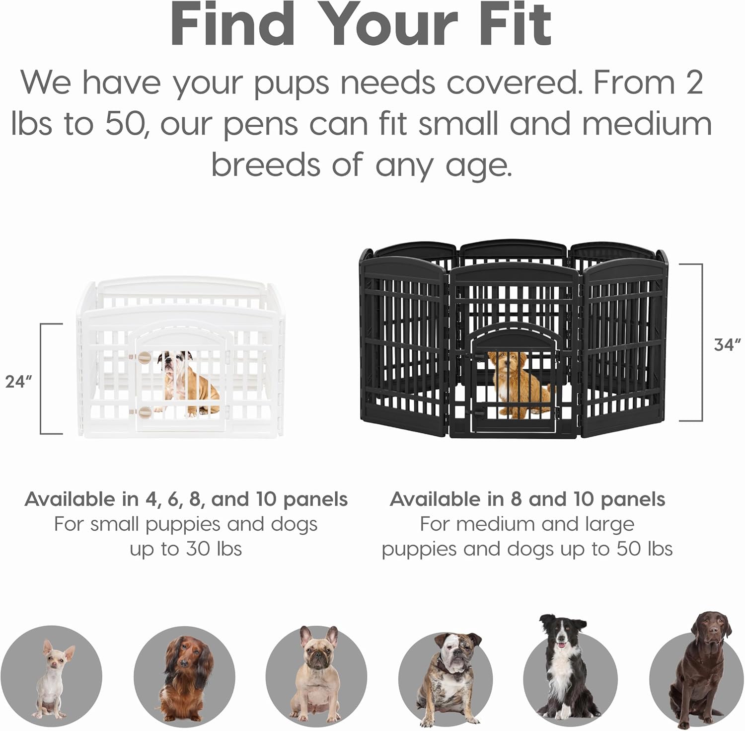 24" 4-Panel Dog Playpen with Door