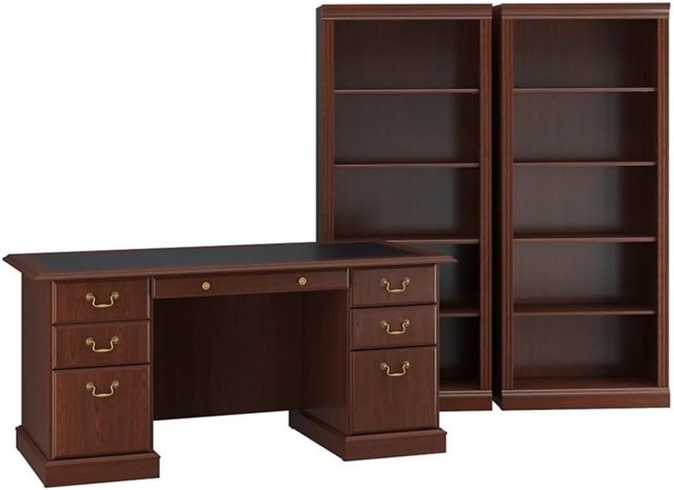  Saratoga Executive Desk and Bookcase Set in Harvest Cherry
