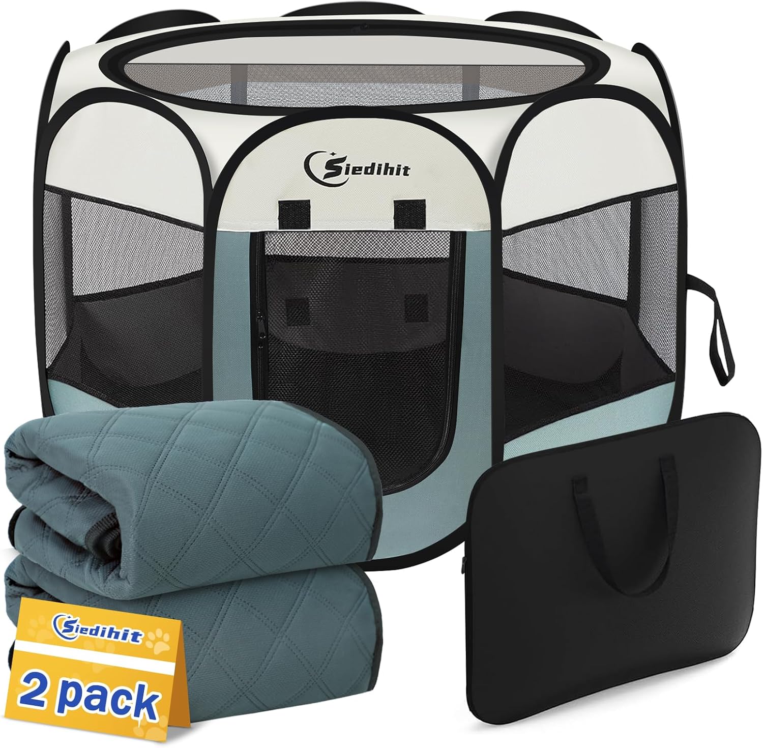 Dog Playpen with 2 Washable Pee Pad