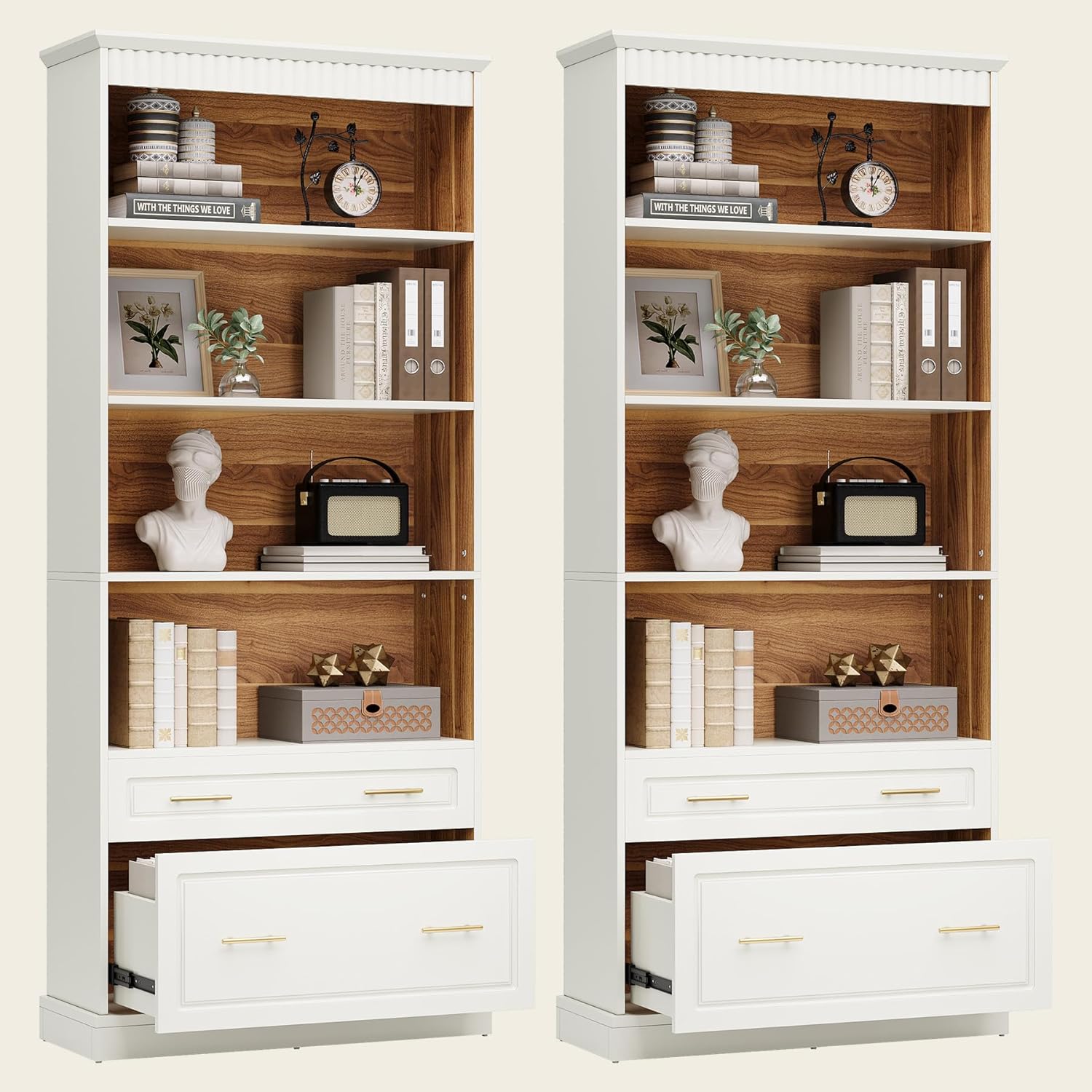 Tribesigns 5-Shelf Bookcase with File Cabinet