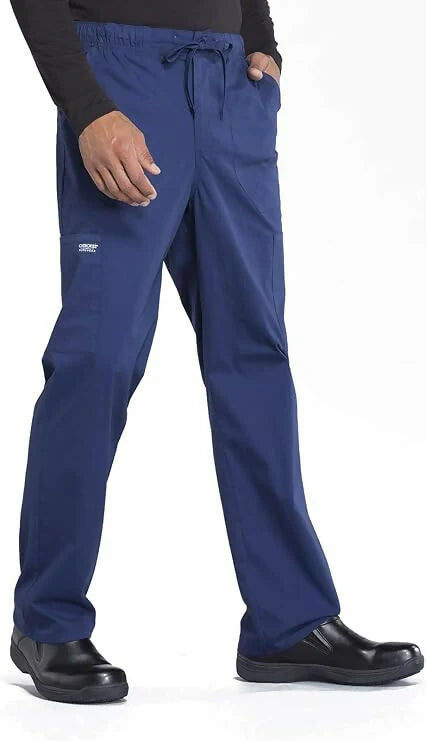  Men's Scrub Pant Tapered Leg Fly Front Cargo Pant with 5 Pockets 
