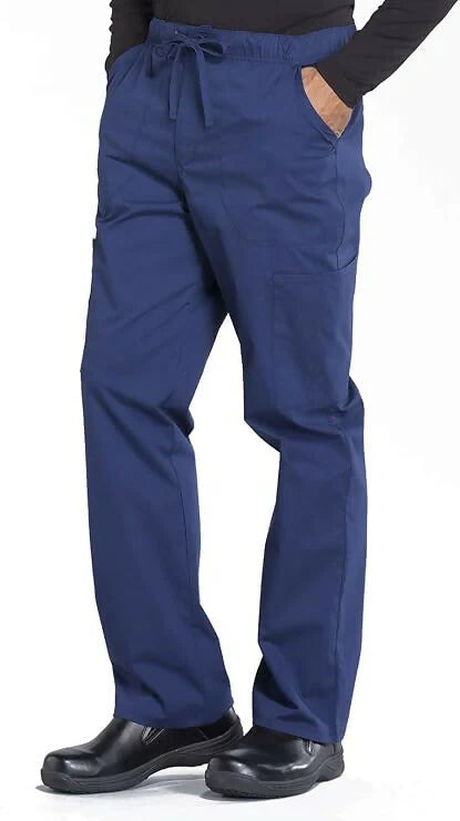  Men's Scrub Pant Tapered Leg Fly Front Cargo Pant with 5 Pockets 