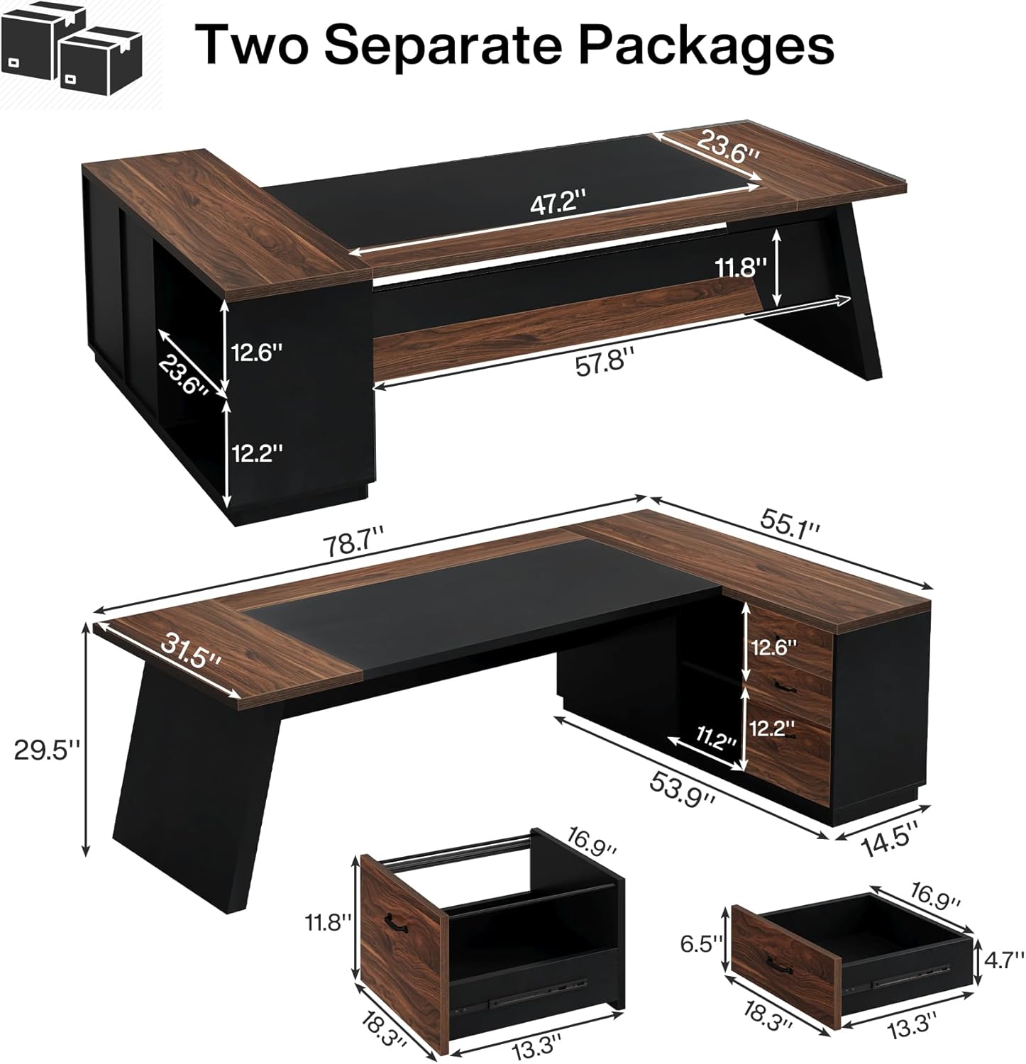  78" L-Shaped Executive Desk