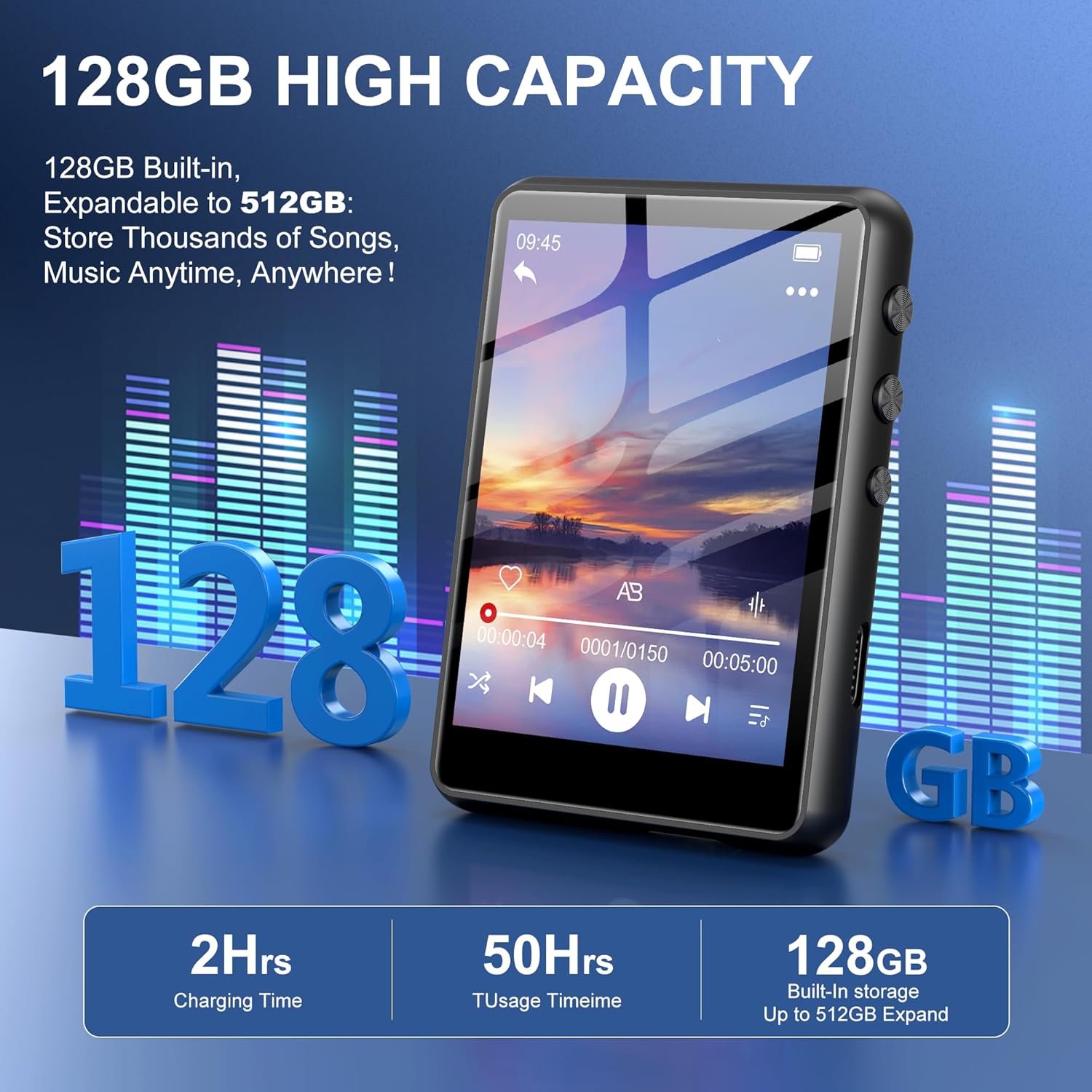 128GB MP3 Player with Bluetooth