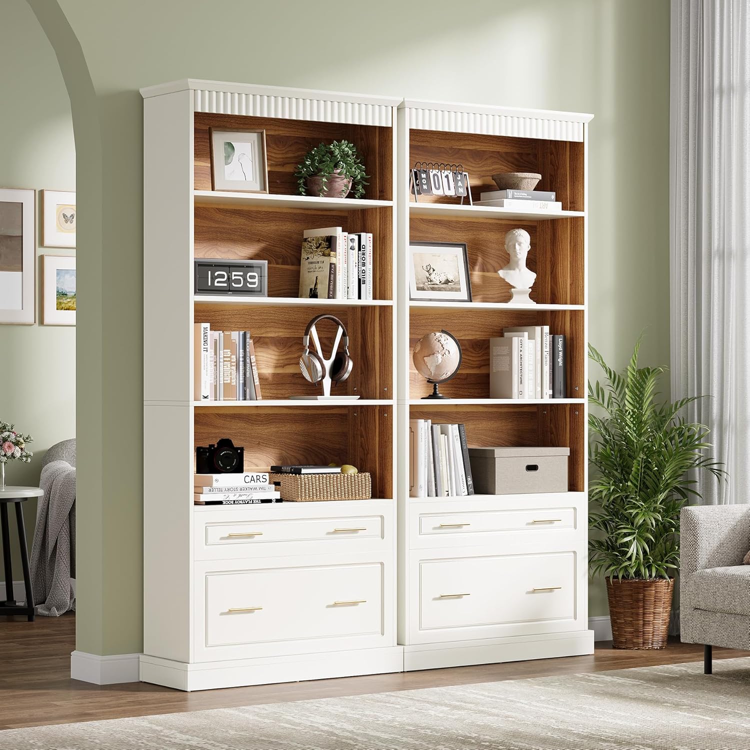 Tribesigns 5-Shelf Bookcase with File Cabinet