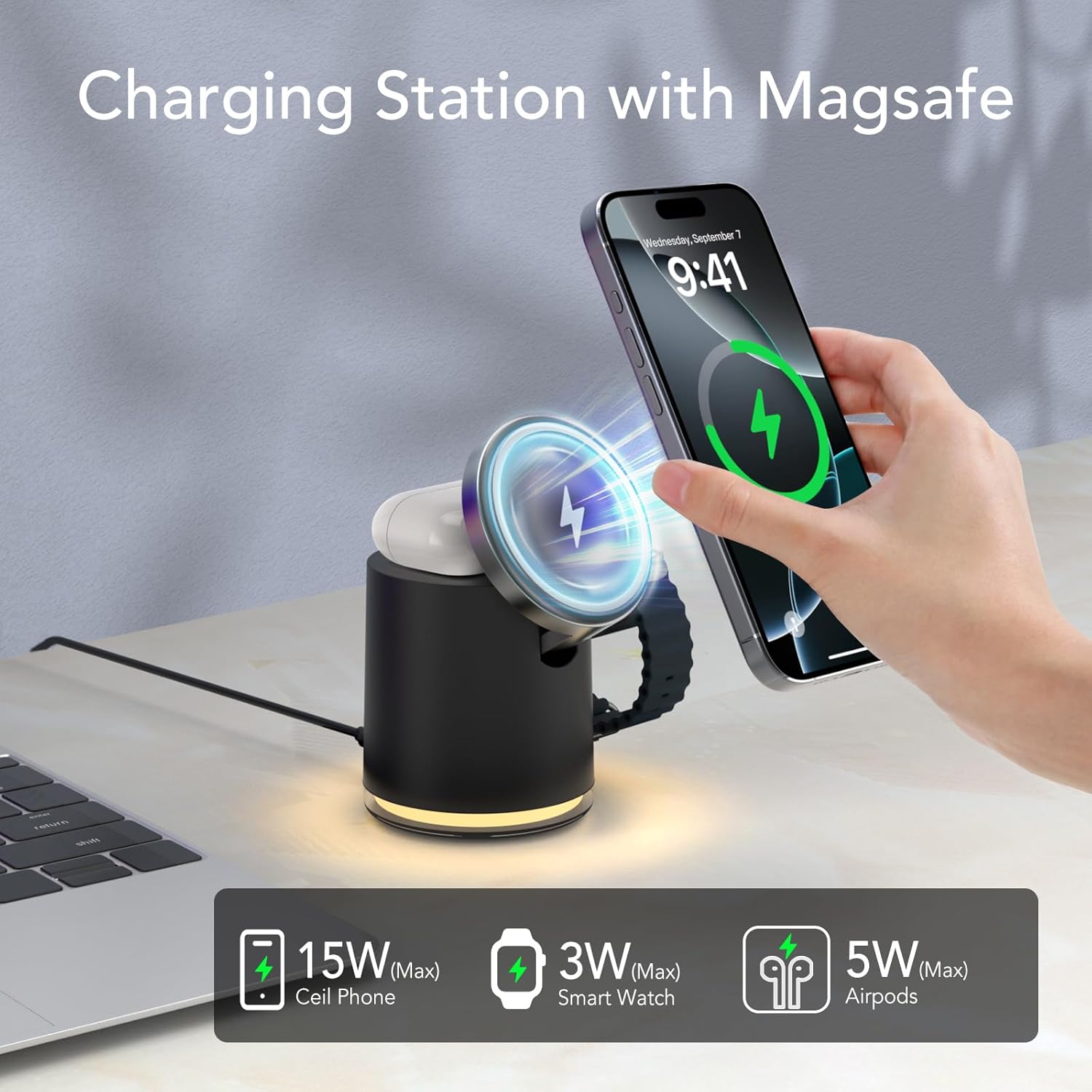HATALKIN 4 in 1 Wireless Charging Station