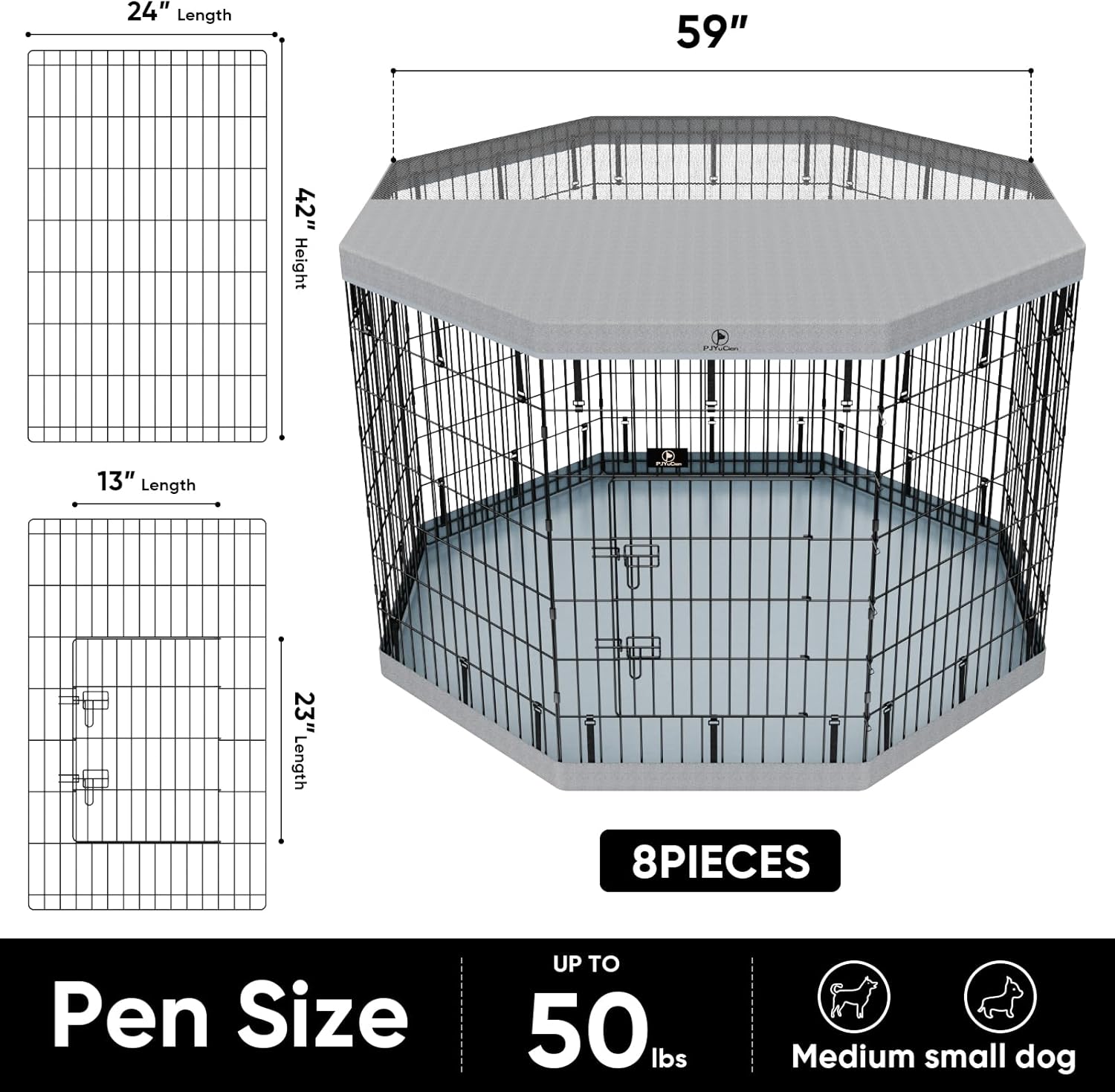 8 Panels 42”H Dog Playpen