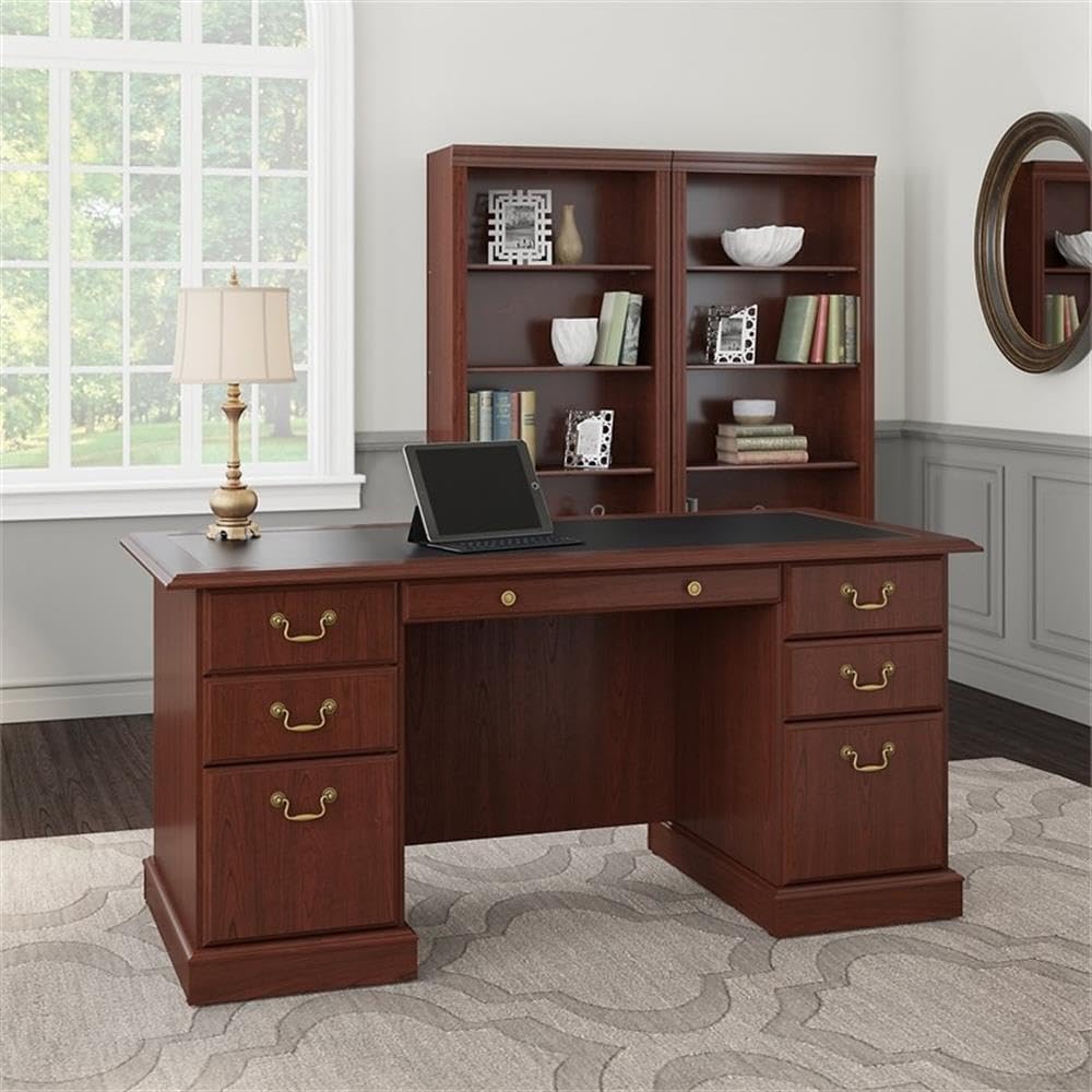  Saratoga Executive Desk and Bookcase Set in Harvest Cherry