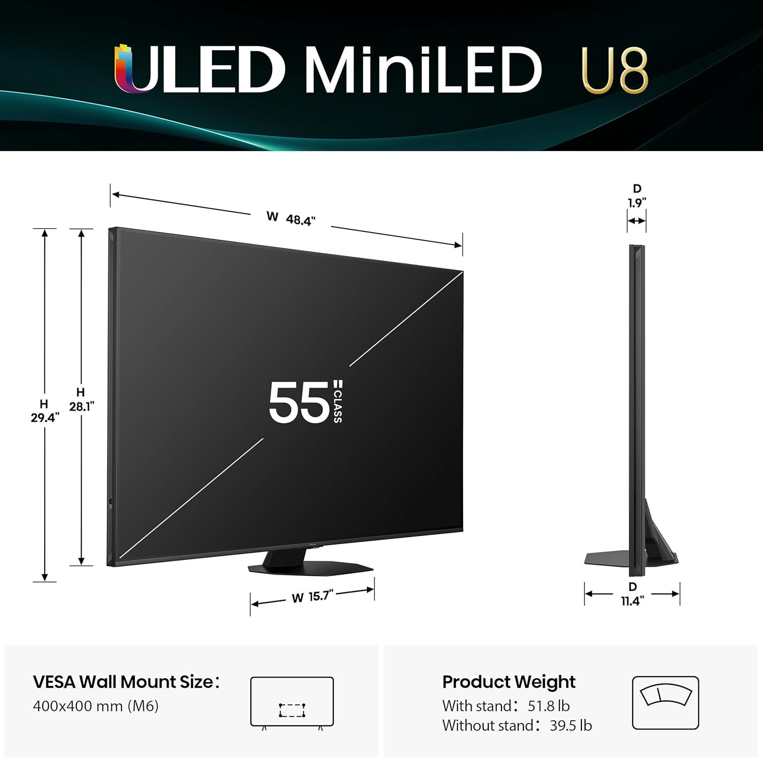 Hisense 55" Class U8 Series Mini-LED