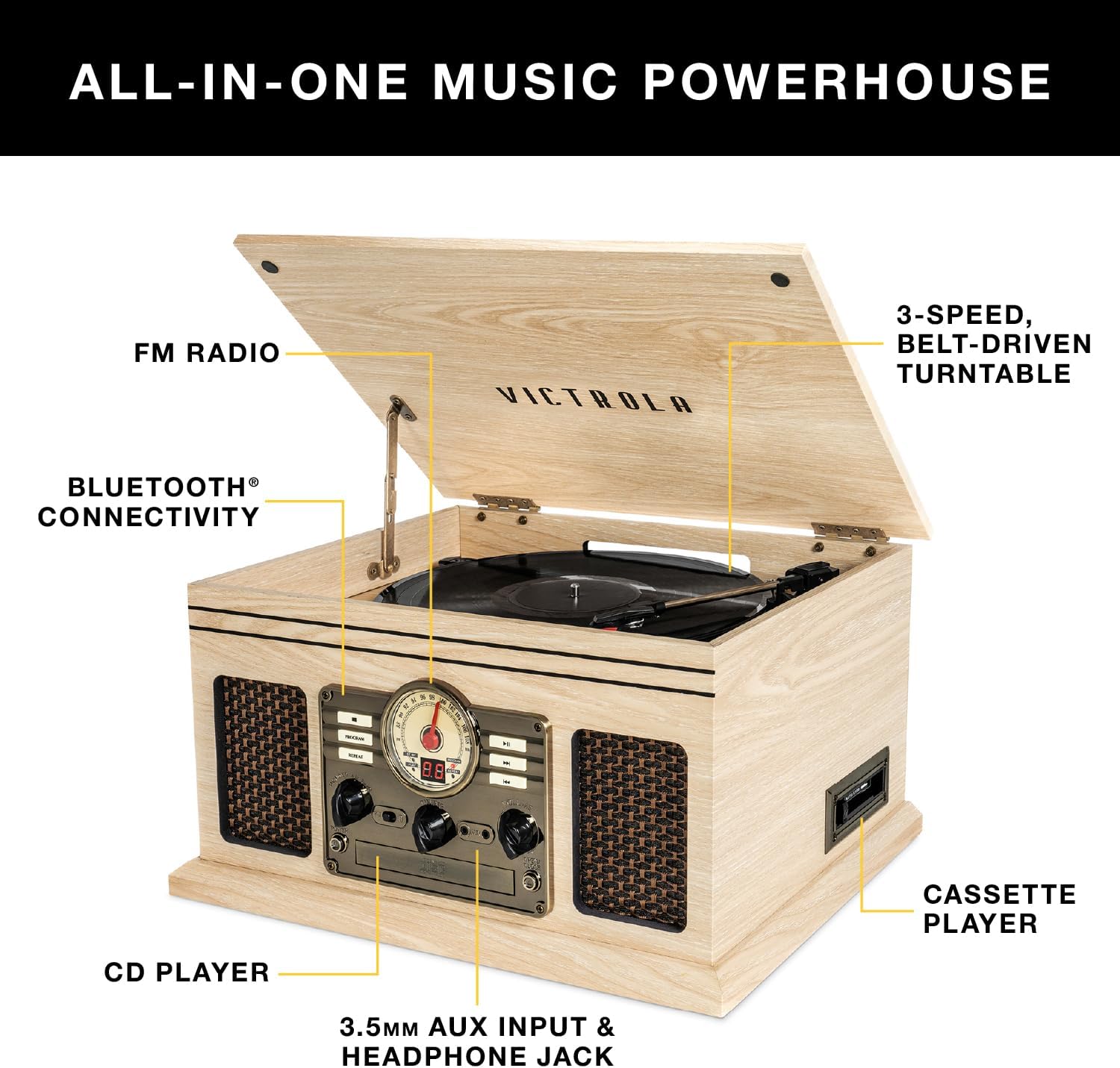 Victrola Nostalgic 6-in-1 Bluetooth Record Player & Multimedia Center