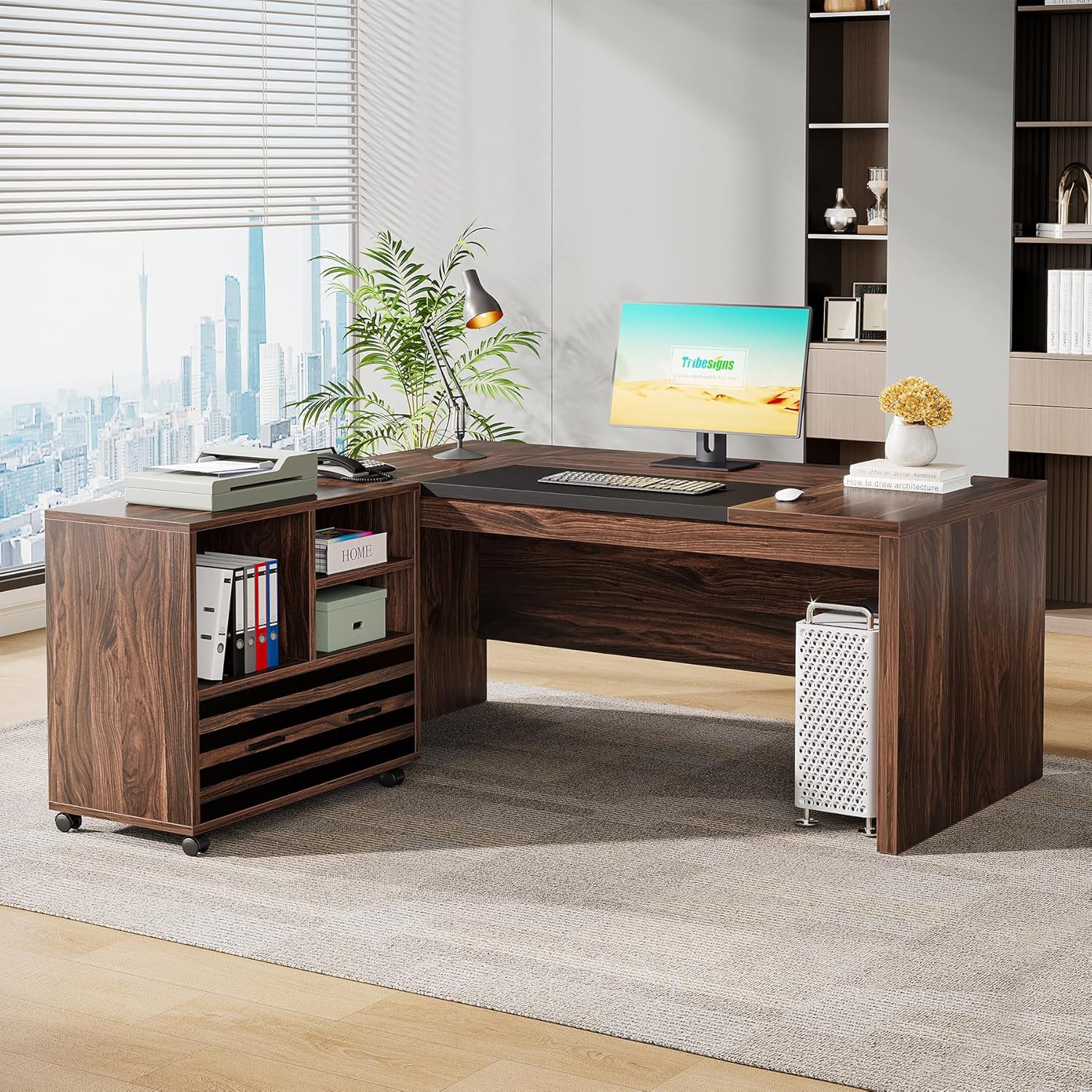  62.2" Executive Desk with Mobile File Cabinet