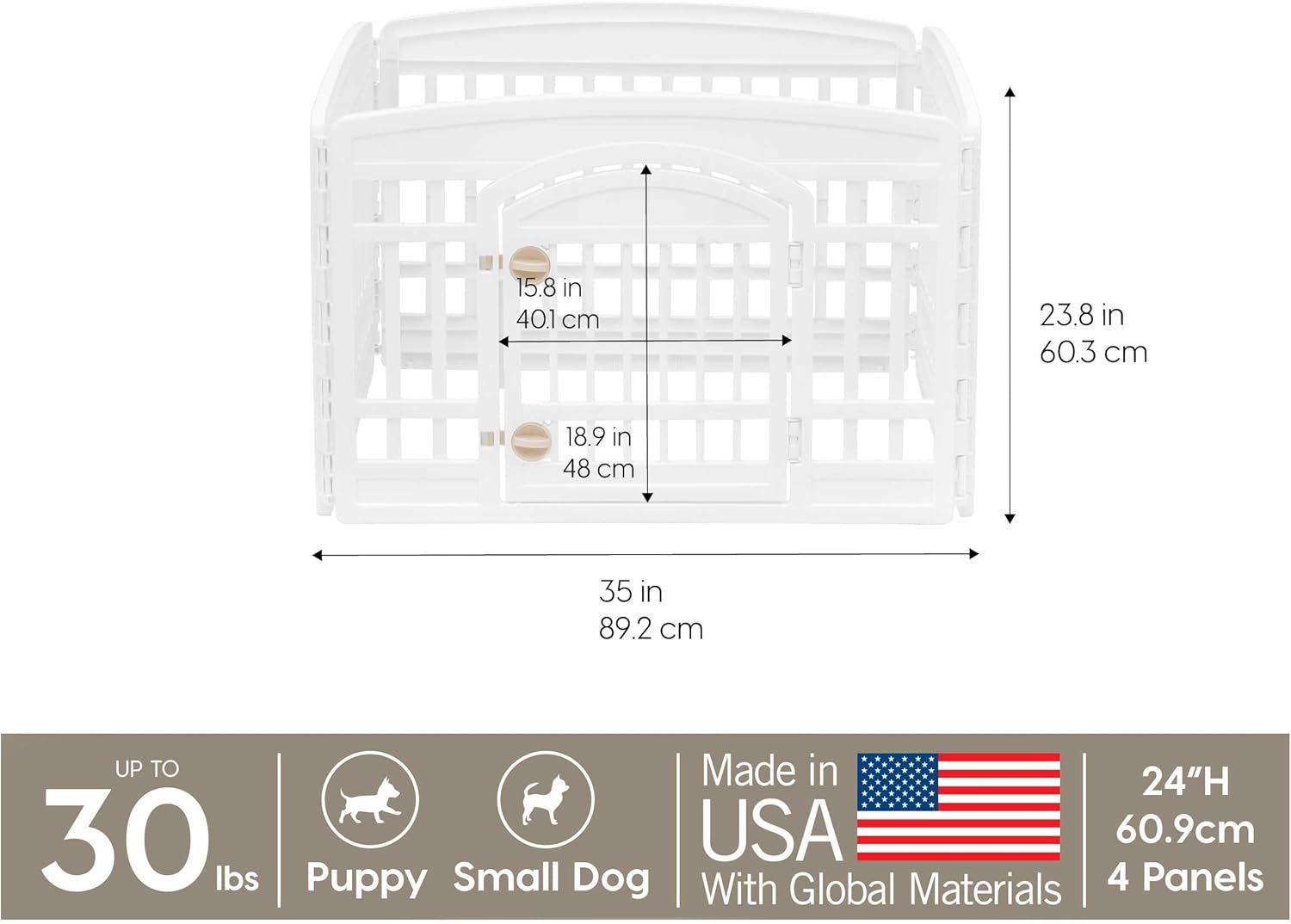 24" 4-Panel Dog Playpen with Door