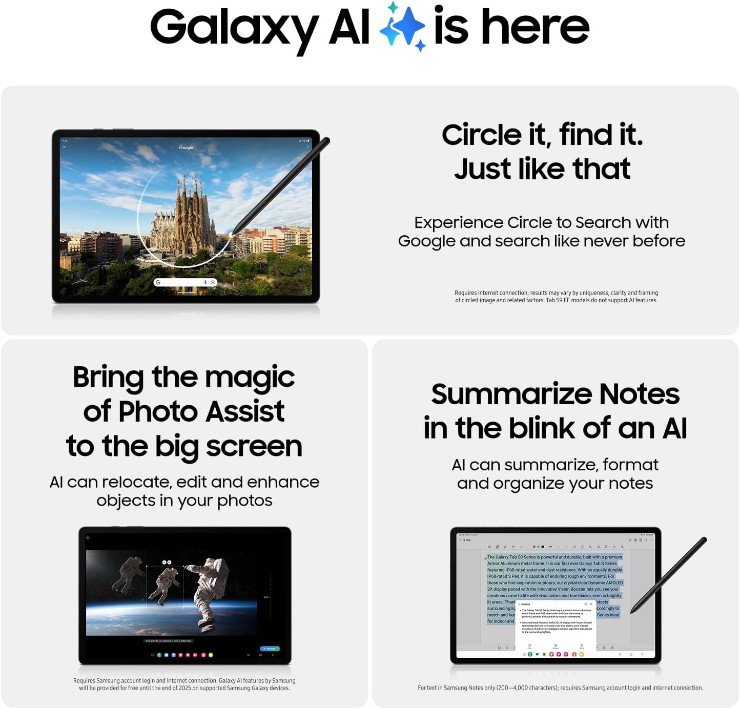 Samsung Galaxy Tab S9 11” 256GB WiFi 7 Android AI Tablet