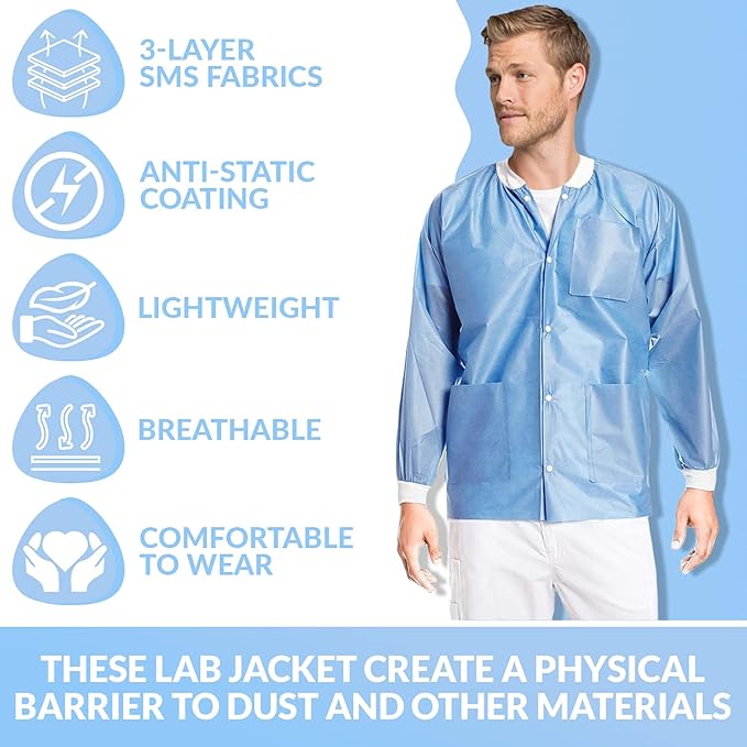 10 Pack Disposable Lab Jackets