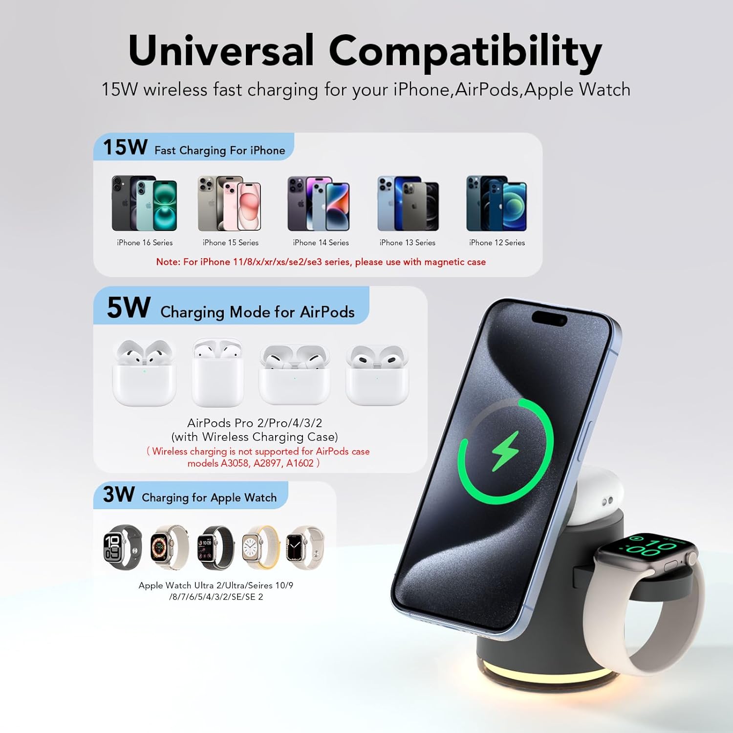 HATALKIN 4 in 1 Wireless Charging Station