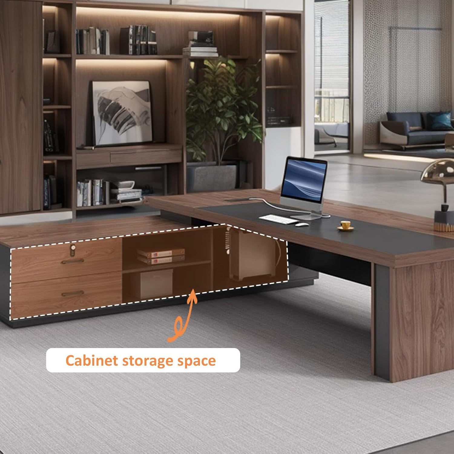 Modern Wood L-Shape Executive Desk
