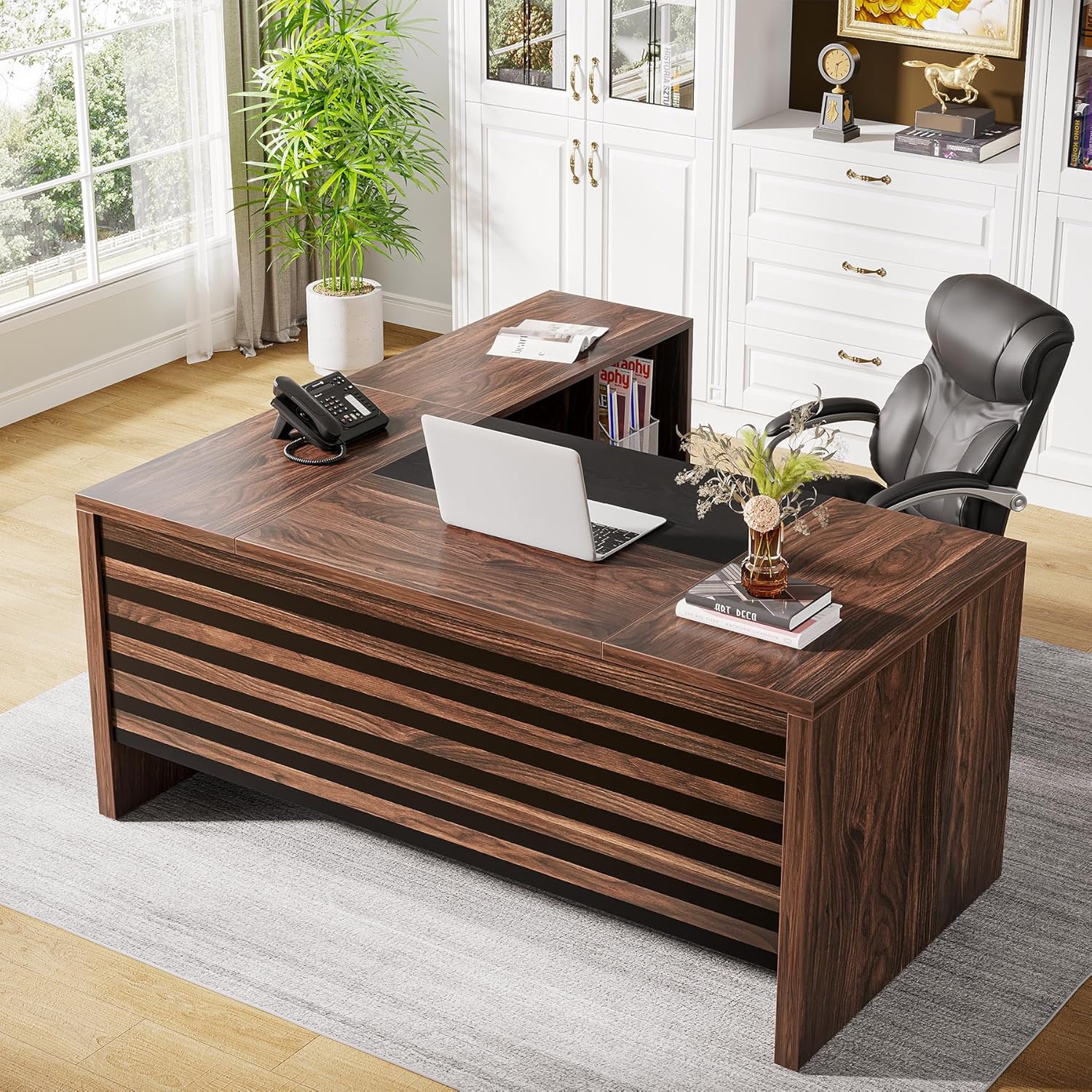  62.2" Executive Desk with Mobile File Cabinet