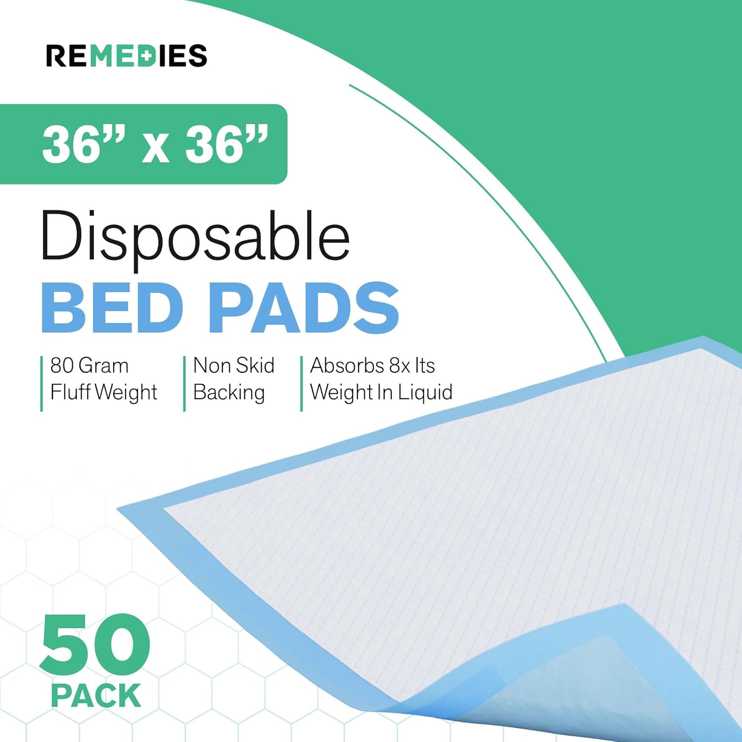 Remedies Extra Large Incontinence Bed Pads (36" x 36", 50 Count)