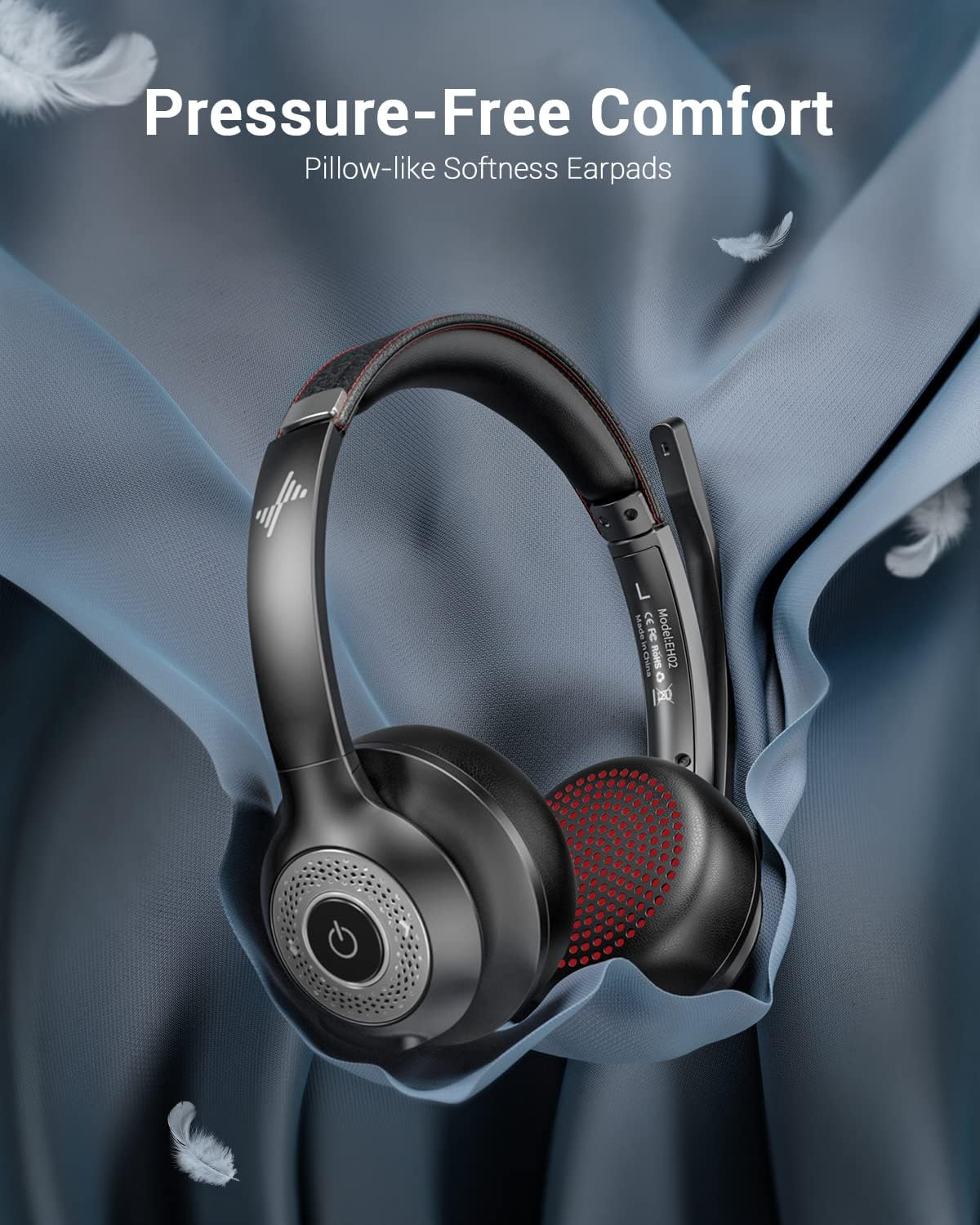 Wireless Headset with AI Noise Cancelling Microphone Bluetooth Headset