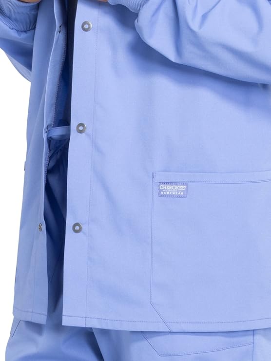 Men's Medical Scrub Jacket Snap Front with Long Sleeve 
