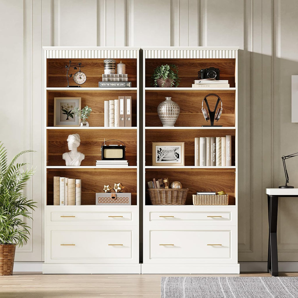 Tribesigns 5-Shelf Bookcase with File Cabinet
