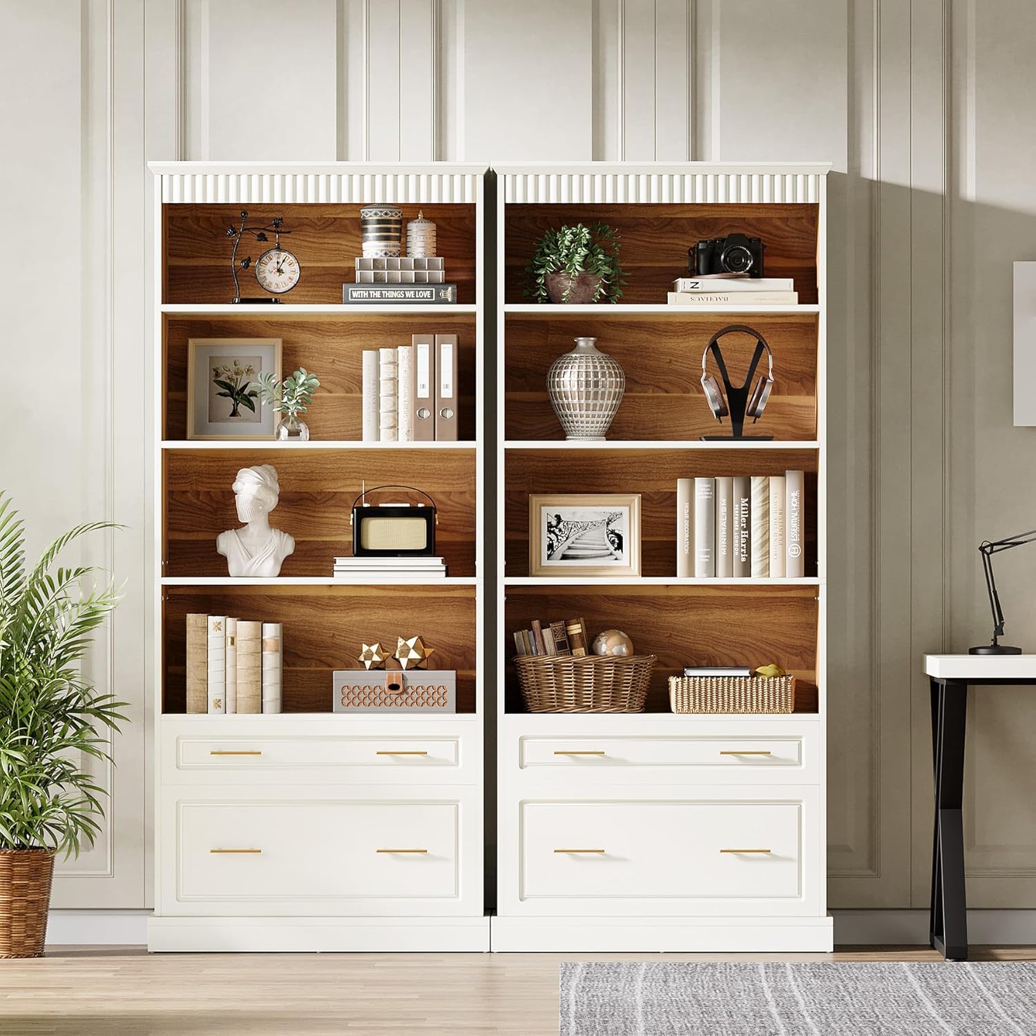 Tribesigns 5-Shelf Bookcase with File Cabinet