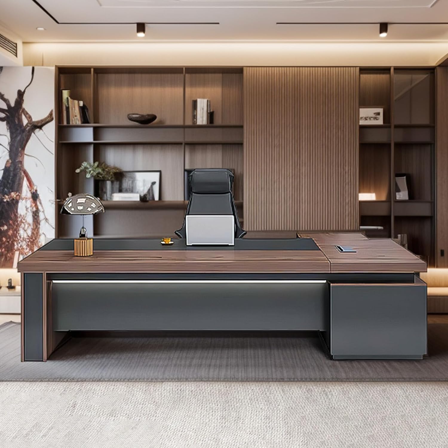 Modern Wood L-Shape Executive Desk
