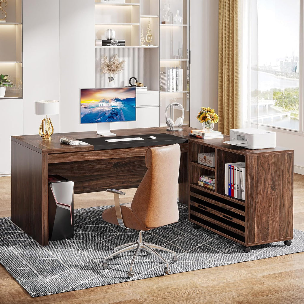  62.2" Executive Desk with Mobile File Cabinet