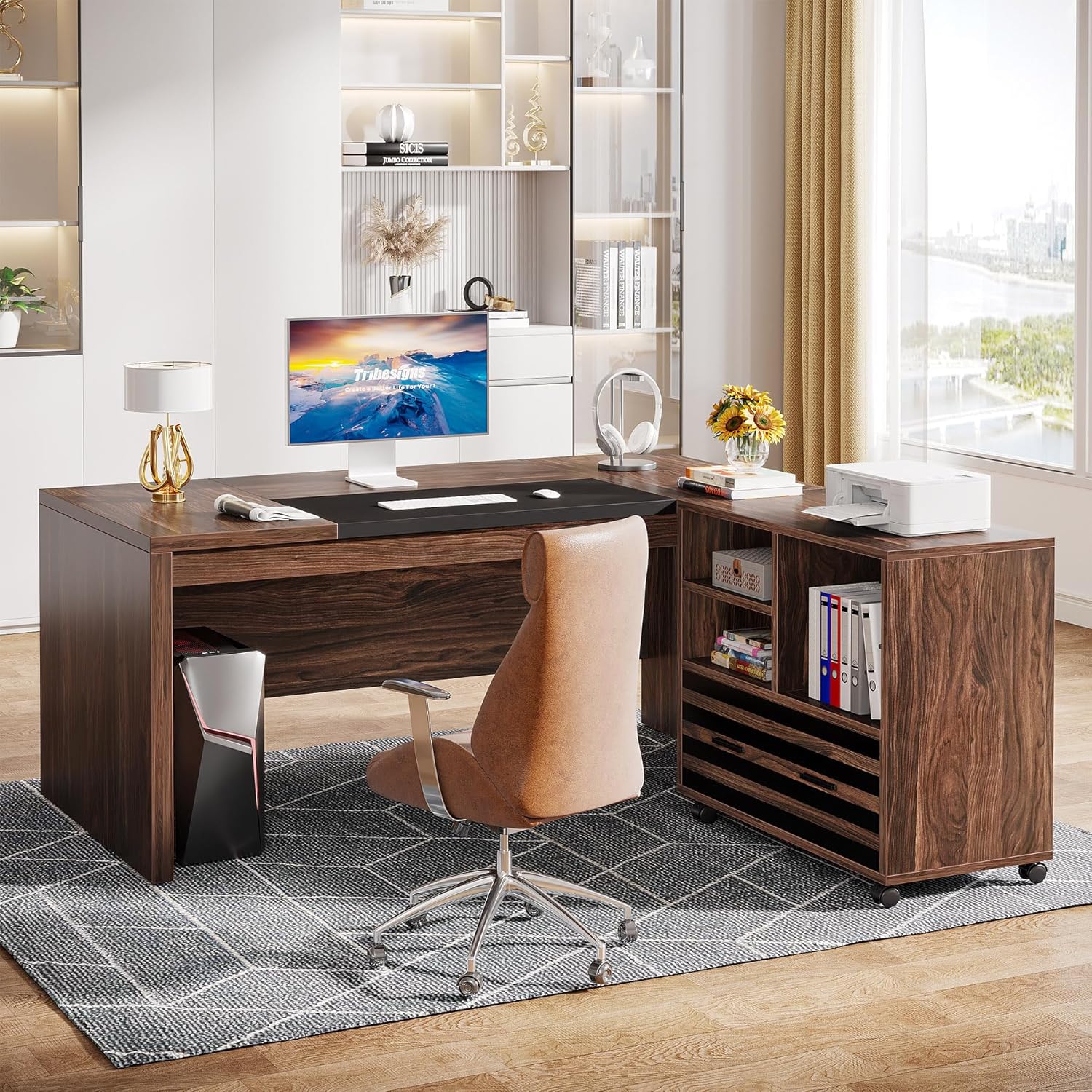  62.2" Executive Desk with Mobile File Cabinet