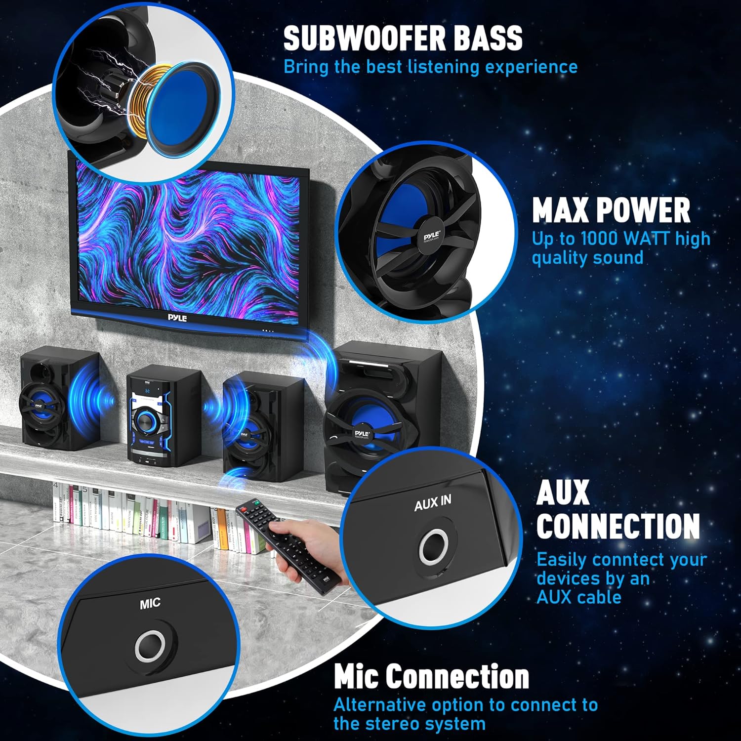 Pyle 3-Piece Wireless Bluetooth Stereo System