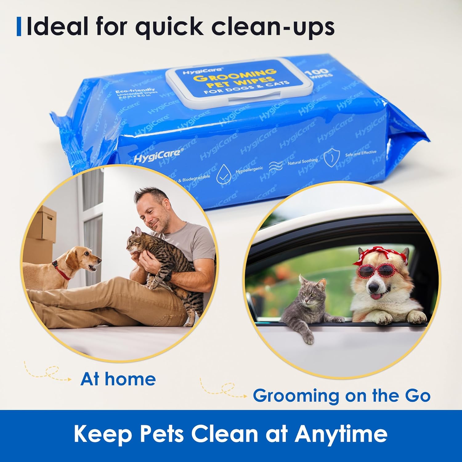 Pet Grooming Wipes for Dogs & Cats