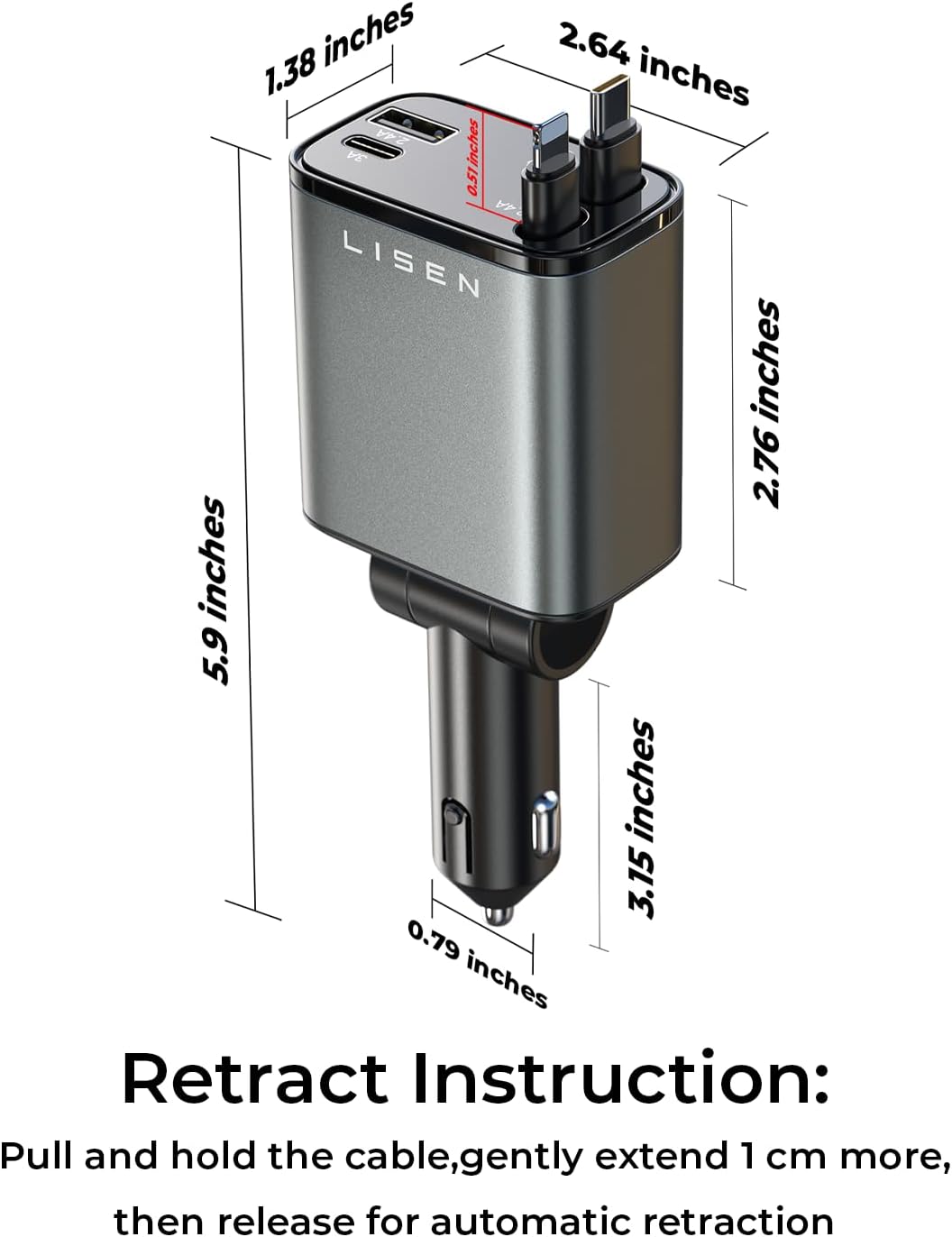 LISEN Retractable Car Charger