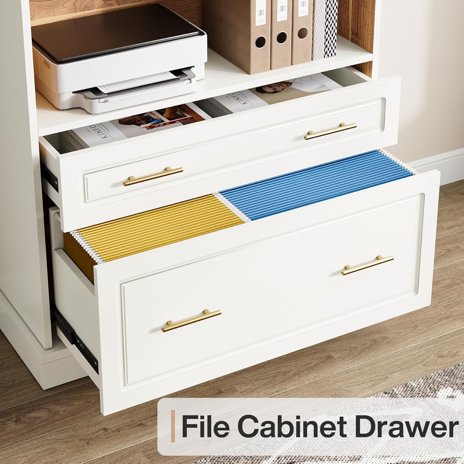 Tribesigns 5-Shelf Bookcase with File Cabinet