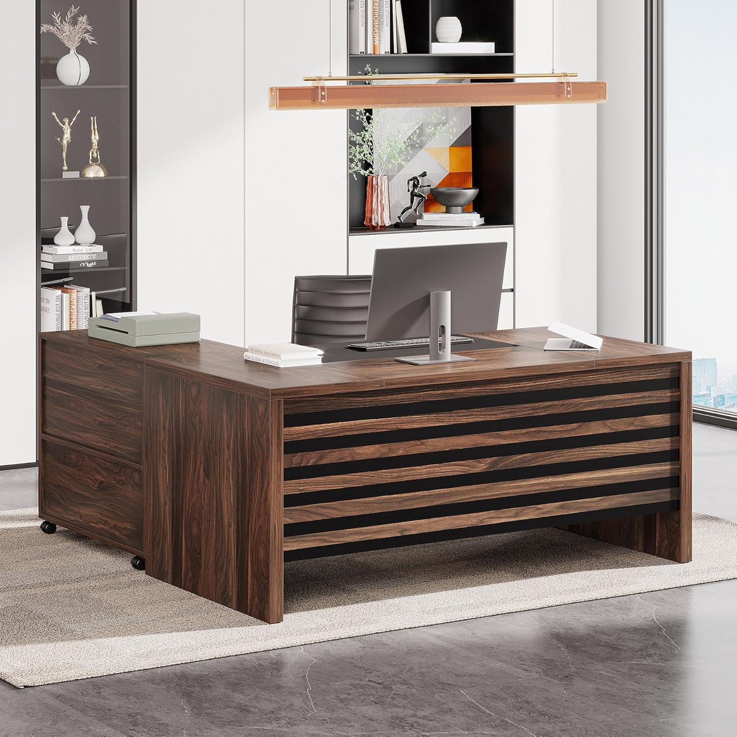  62.2" Executive Desk with Mobile File Cabinet