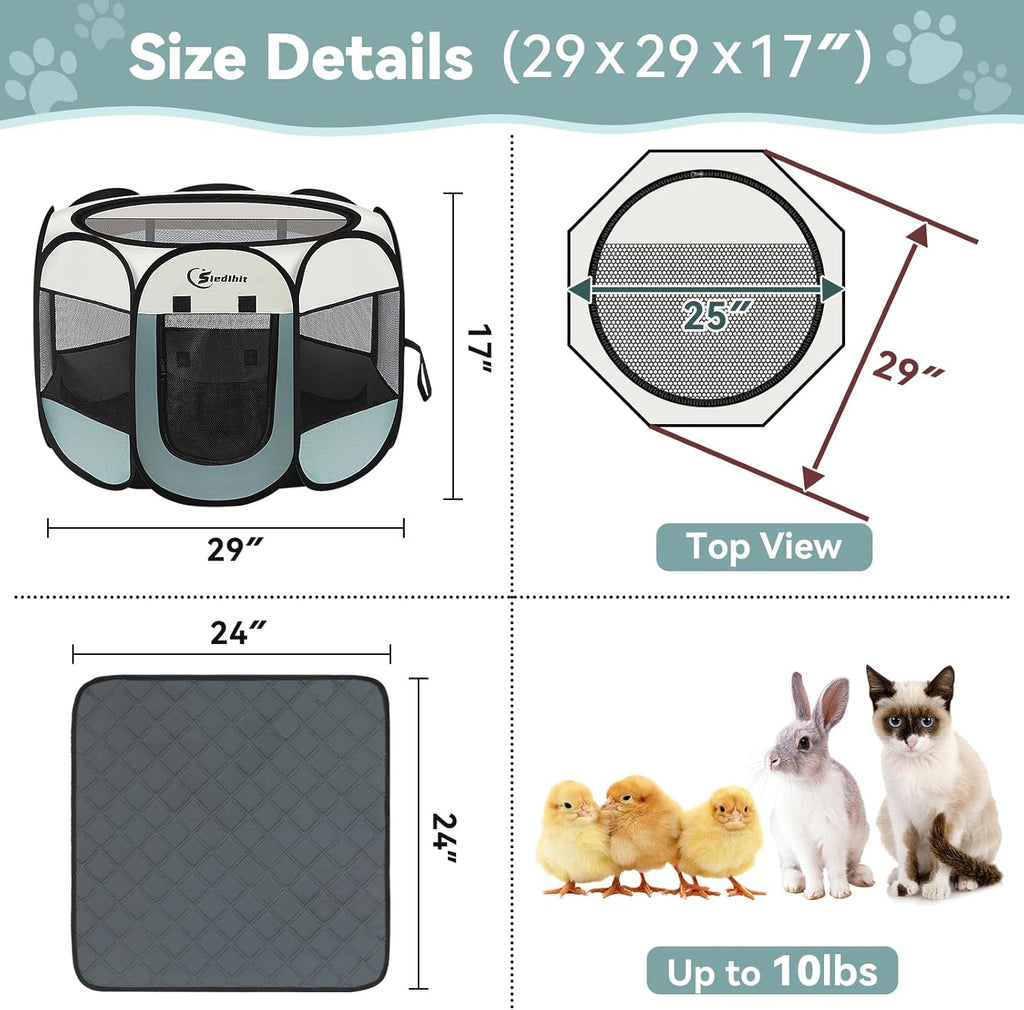 Dog Playpen with 2 Washable Pee Pad