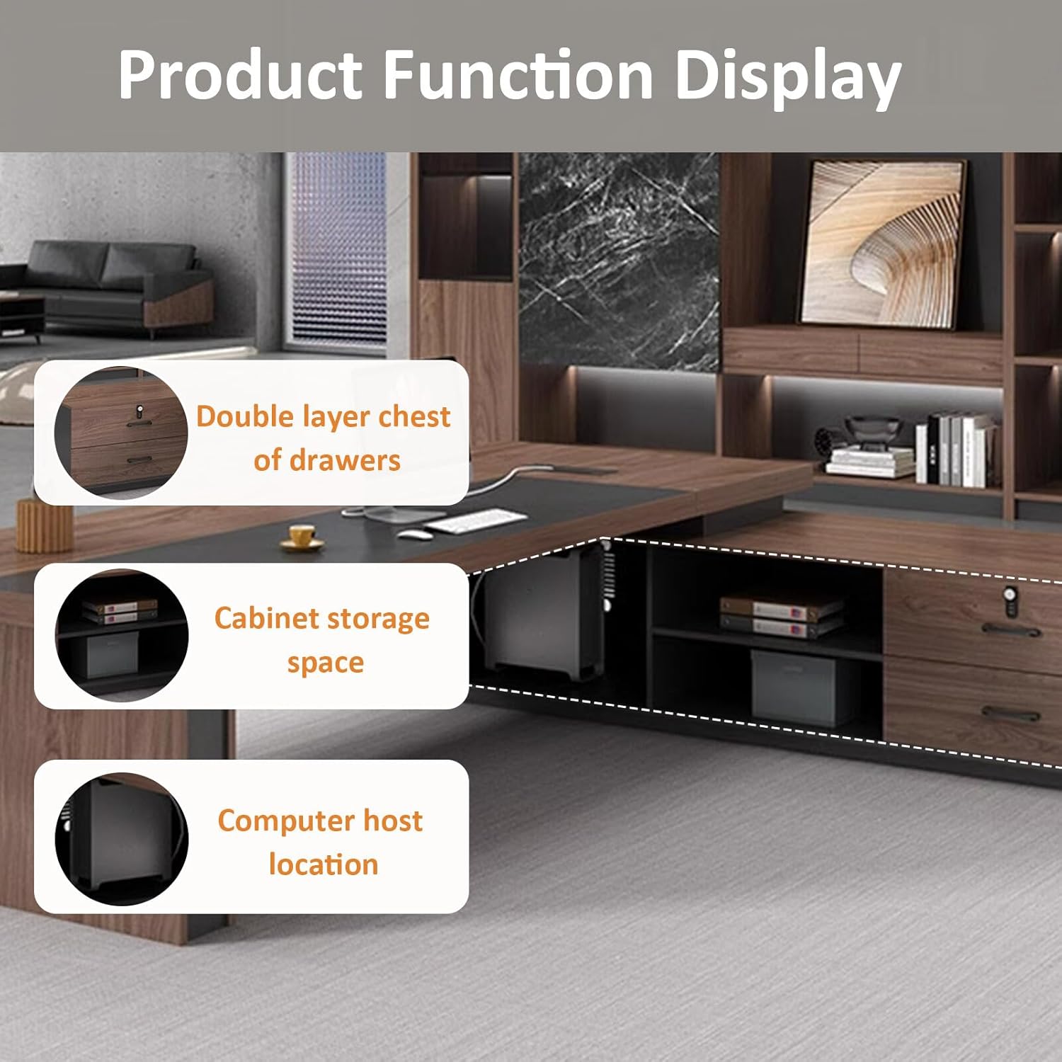 Modern Wood L-Shape Executive Desk
