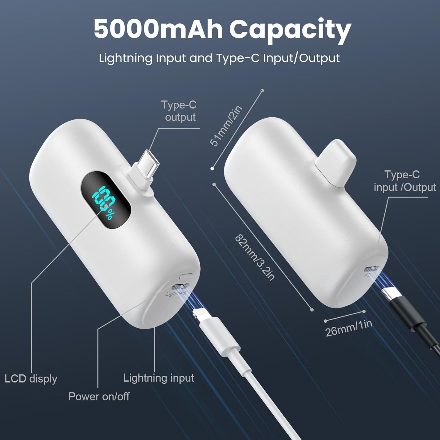 [2-Pack] Mini Portable Charger