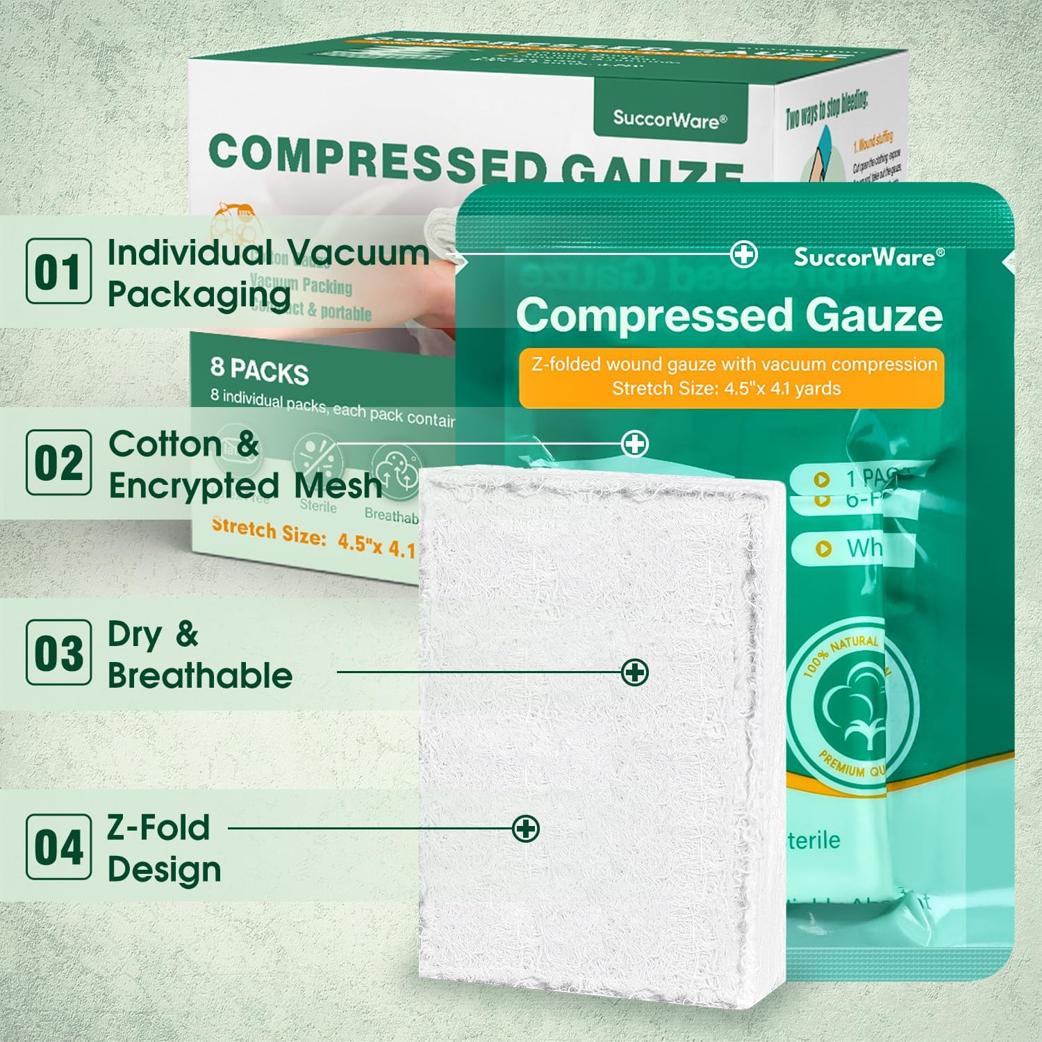 8 PACK STERILE COMPRESSED GAUZE