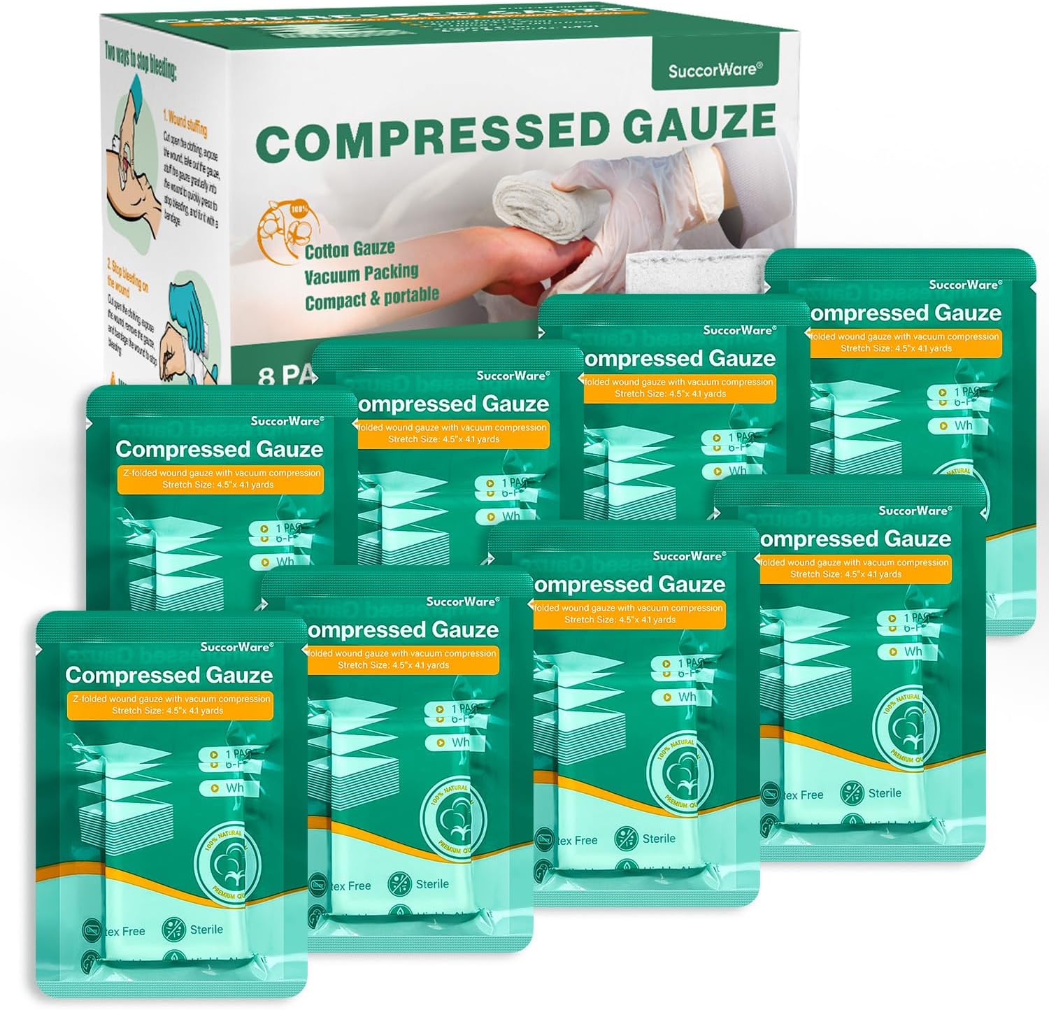 8 PACK STERILE COMPRESSED GAUZE