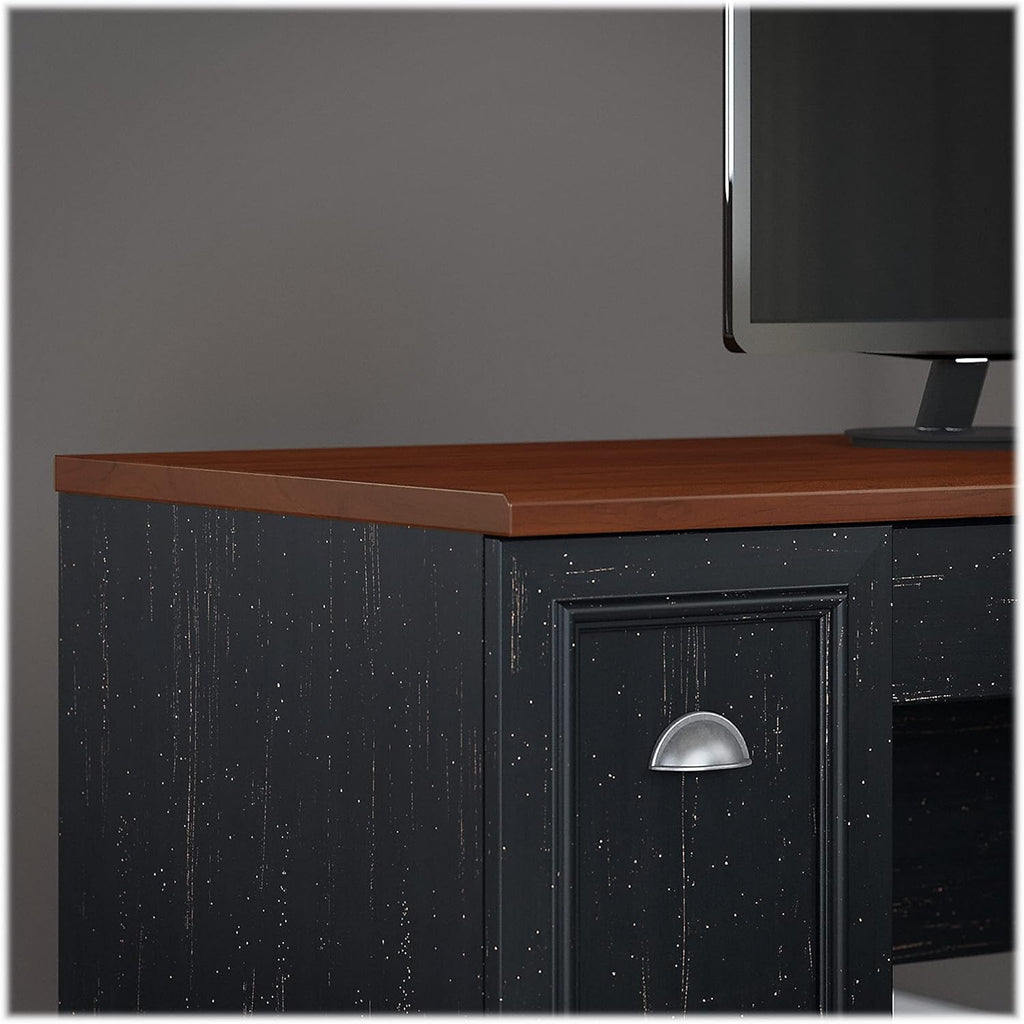  60W L Shaped Desk with Hutch, Bookcase