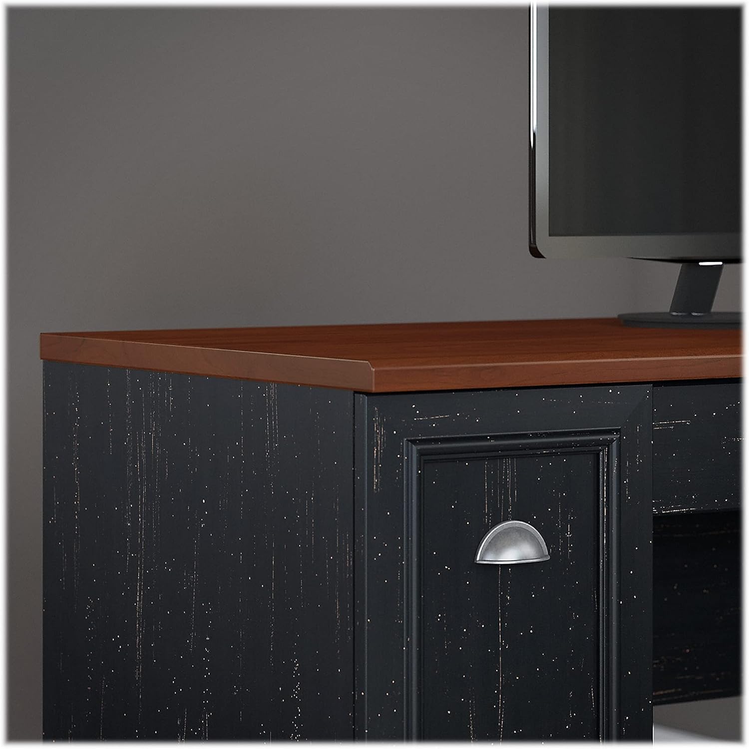 60W L Shaped Desk with Hutch, Bookcase