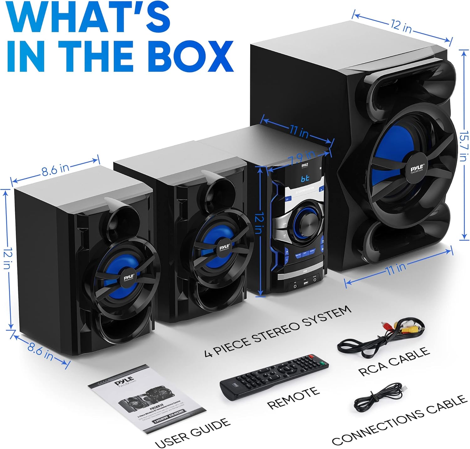 Pyle 3-Piece Wireless Bluetooth Stereo System
