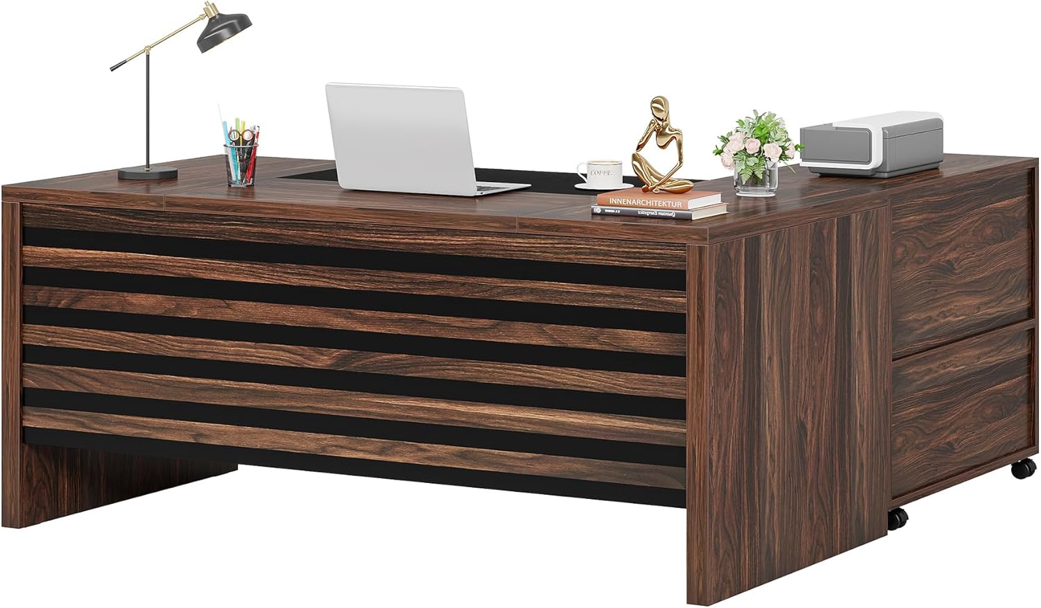  62.2" Executive Desk with Mobile File Cabinet